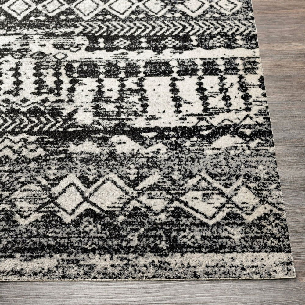 Livabliss Lavadora Machine Woven Polyester Area Rug Bohemian Global Pattern for Living Dining Rooms Black, Gray 6'7" x 6'7" LVR2330-67RD