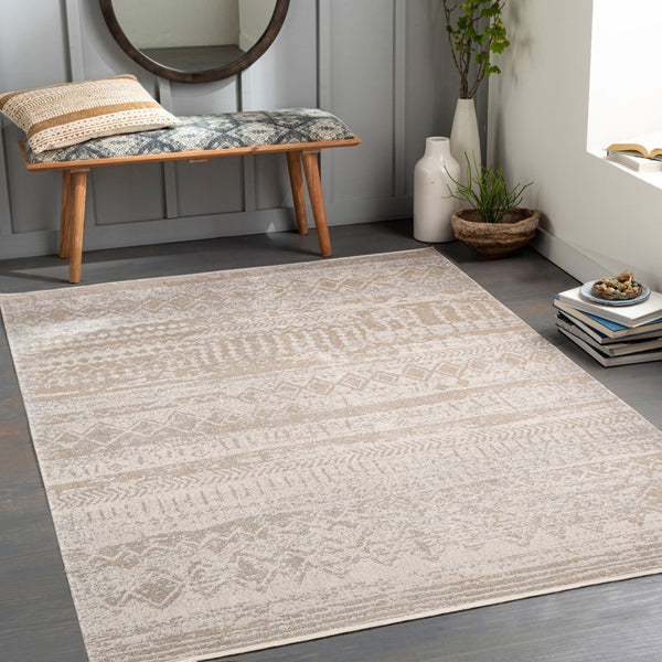 Livabliss Lavadora Bohemian Global Runner Rug Machine Woven Polyester Low Pile Hallway Accent Light Gray, Lig 9'2" x 12' LVR2331-9312