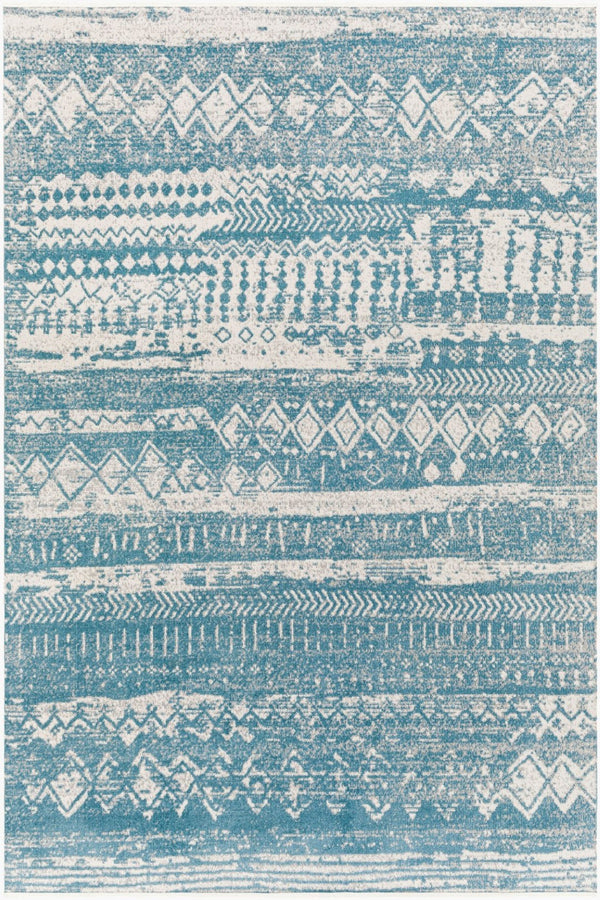 Livabliss Lavadora Machine Woven Polyester Area Rug Global Pattern for Living or Dining Rooms Blue, Gray 6'7" x 9' LVR2332-679
