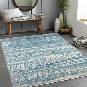 Livabliss Lavadora Machine Woven Polyester Area Rug Global Pattern for Living or Dining Rooms Blue, Gray 6'7" x 9' LVR2332-679
