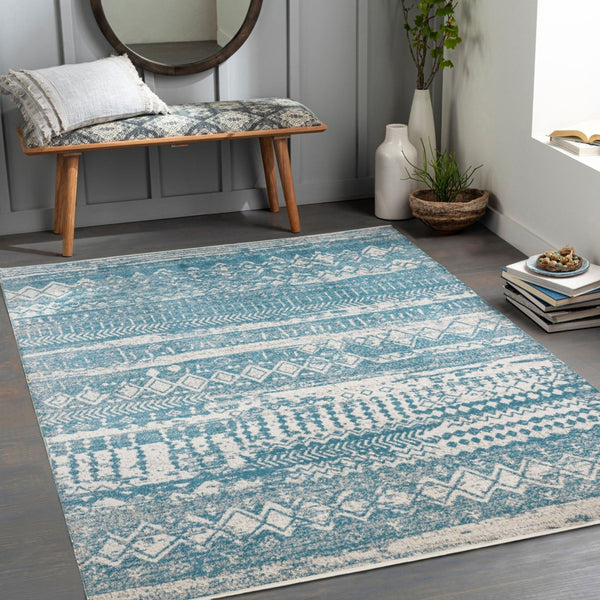 Livabliss Lavadora Machine Woven Polyester Area Rug Global Pattern for Living or Dining Rooms Blue, Gray 6'7" x 9' LVR2332-679