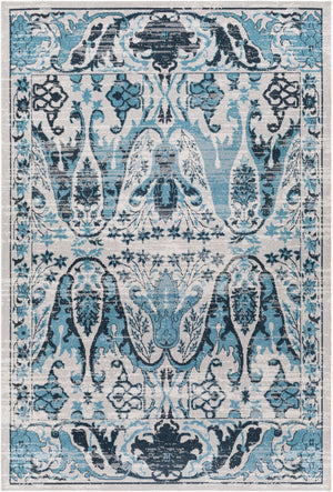 Livabliss Lavadora Machine Woven Polyester Square Rug Traditional Turkish Pattern for Living Rooms Ink Blue, Blue 9'2" x 12' LVR2333-9312