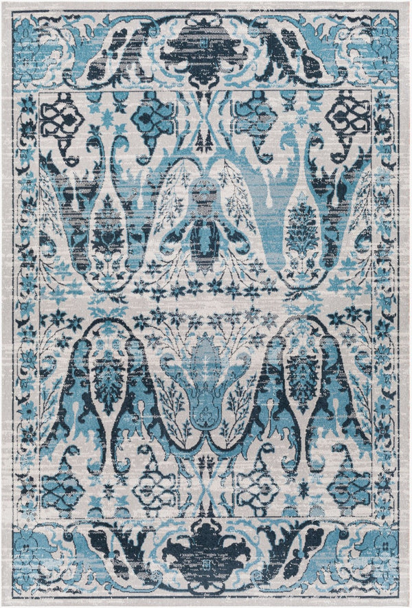 Livabliss Lavadora Machine Woven Polyester Square Rug Traditional Turkish Pattern for Living Rooms Ink Blue, Blue 9'2" x 12' LVR2333-9312