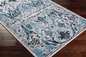 Livabliss Lavadora Machine Woven Polyester Square Rug Traditional Turkish Pattern for Living Rooms Ink Blue, Blue 6'7" x 6'7" LVR2333-67RD