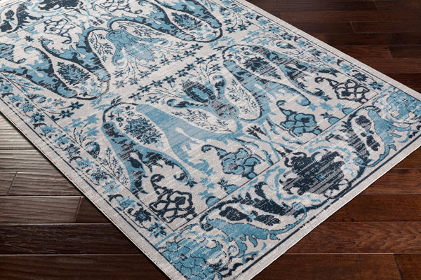 Livabliss Lavadora Machine Woven Polyester Square Rug Traditional Turkish Pattern for Living Rooms Ink Blue, Blue 6'7" x 6'7" LVR2333-67RD