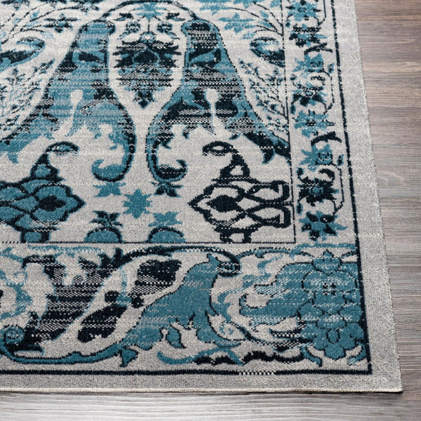 Livabliss Lavadora Machine Woven Polyester Square Rug Traditional Turkish Pattern for Living Rooms Ink Blue, Blue 6'7" x 6'7" LVR2333-67RD