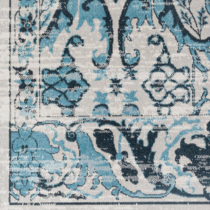 Livabliss Lavadora Machine Woven Polyester Square Rug Traditional Turkish Pattern for Living Rooms Ink Blue, Blue 6'7" x 6'7" LVR2333-67RD