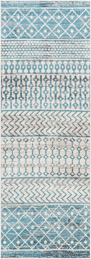 Livabliss Lavadora Global Pattern Runner Rug Turkish Woven Polyester for Entryway Hallway Ink Blue, Black 2'7" x 7'3" LVR2334-2773