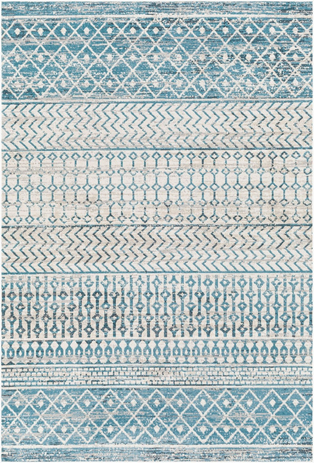 Livabliss Lavadora Global Pattern Runner Rug Turkish Woven Polyester for Entryway Hallway Ink Blue, Black 9'2" x 12' LVR2334-9312