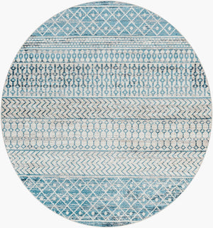 Livabliss Lavadora Global Pattern Runner Rug Turkish Woven Polyester for Entryway Hallway Ink Blue, Black 6'7" x 6'7" LVR2334-67RD