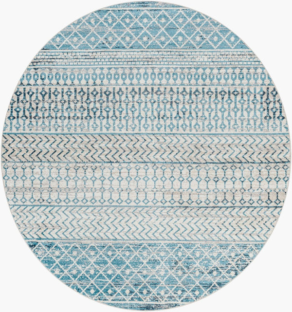 Livabliss Lavadora Global Pattern Runner Rug Turkish Woven Polyester for Entryway Hallway Ink Blue, Black 6'7" x 6'7" LVR2334-67RD