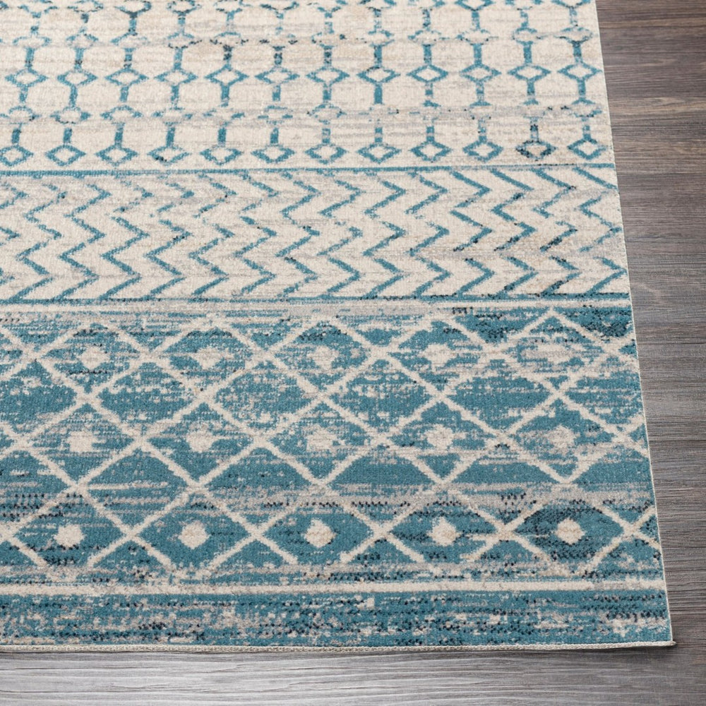 Livabliss Lavadora Global Pattern Runner Rug Turkish Woven Polyester for Entryway Hallway Ink Blue, Black 9'2" x 12' LVR2334-9312