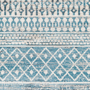 Livabliss Lavadora Global Pattern Runner Rug Turkish Woven Polyester for Entryway Hallway Ink Blue, Black 6'7" x 6'7" LVR2334-67RD