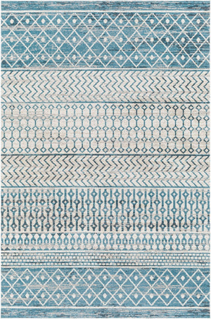 Livabliss Lavadora Global Pattern Machine Woven Polyester Area Rug for Living and Dining Rooms Ink Blue, Black 5'3" x 7' LVR2335-537