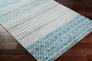 Livabliss Lavadora Global Pattern Machine Woven Polyester Area Rug for Living and Dining Rooms Ink Blue, Black 6'7" x 6'7" LVR2335-67RD