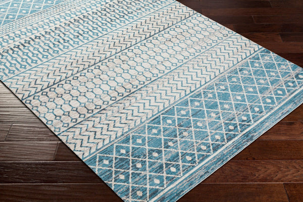 Livabliss Lavadora Global Pattern Machine Woven Polyester Area Rug for Living and Dining Rooms Ink Blue, Black 6'7" x 6'7" LVR2335-67RD