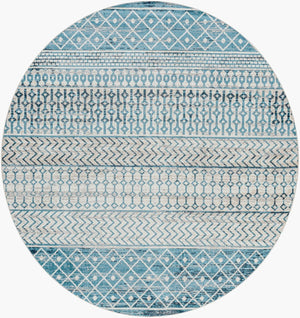 Livabliss Lavadora Global Pattern Machine Woven Polyester Area Rug for Living and Dining Rooms Ink Blue, Black 6'7" x 6'7" LVR2335-67RD