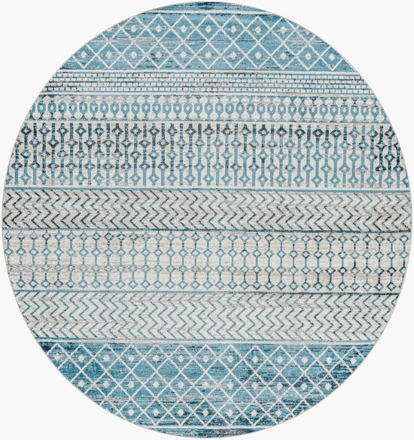Livabliss Lavadora Global Pattern Machine Woven Polyester Area Rug for Living and Dining Rooms Ink Blue, Black 6'7" x 6'7" LVR2335-67RD