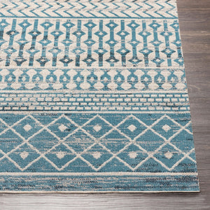 Livabliss Lavadora Global Pattern Machine Woven Polyester Area Rug for Living and Dining Rooms Ink Blue, Black 6'7" x 6'7" LVR2335-67RD