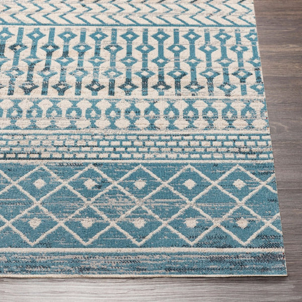 Livabliss Lavadora Global Pattern Machine Woven Polyester Area Rug for Living and Dining Rooms Ink Blue, Black 6'7" x 6'7" LVR2335-67RD
