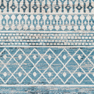 Livabliss Lavadora Global Pattern Machine Woven Polyester Area Rug for Living and Dining Rooms Ink Blue, Black 6'7" x 6'7" LVR2335-67RD