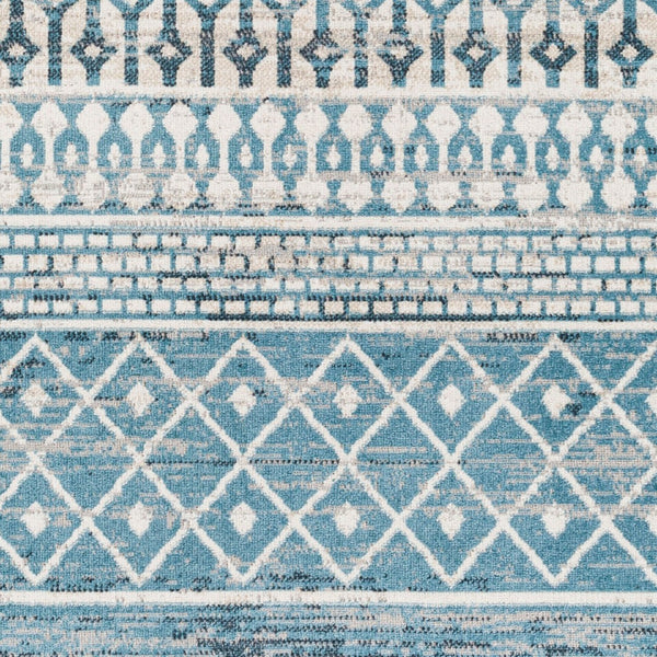 Livabliss Lavadora Global Pattern Machine Woven Polyester Area Rug for Living and Dining Rooms Ink Blue, Black 6'7" x 6'7" LVR2335-67RD
