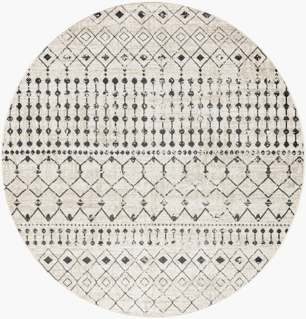Livabliss Lavadora Machine Woven Polyester Runner Rug Global Pattern for Hallways and Entryways Black, Gray 6'7" x 6'7" LVR2336-67RD