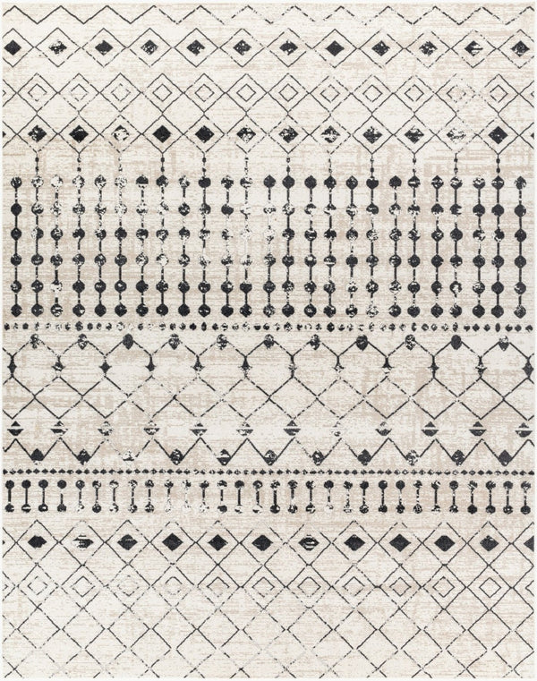 Livabliss Lavadora Machine Woven Polyester Runner Rug Global Pattern for Hallways and Entryways Black, Gray 7'10" x 10' LVR2336-71010