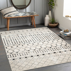 Livabliss Lavadora Machine Woven Polyester Runner Rug Global Pattern for Hallways and Entryways Black, Gray 6'7" x 6'7" LVR2336-67RD