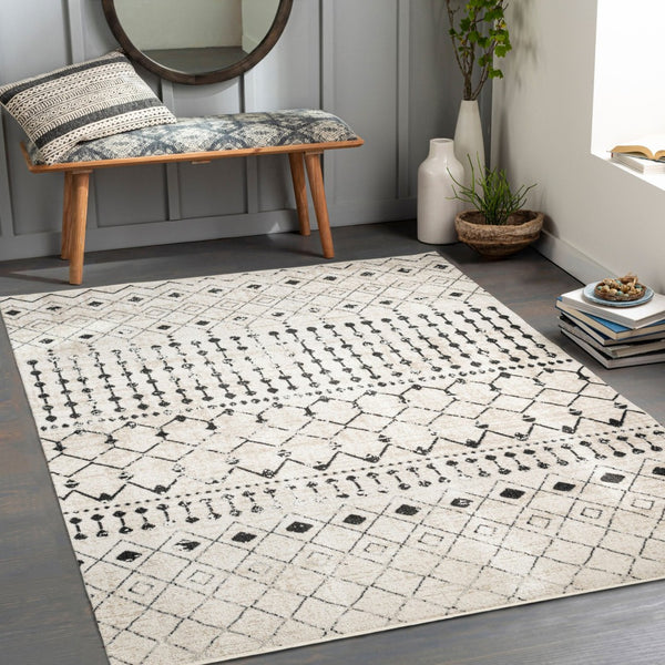 Livabliss Lavadora Machine Woven Polyester Runner Rug Global Pattern for Hallways and Entryways Black, Gray 6'7" x 6'7" LVR2336-67RD