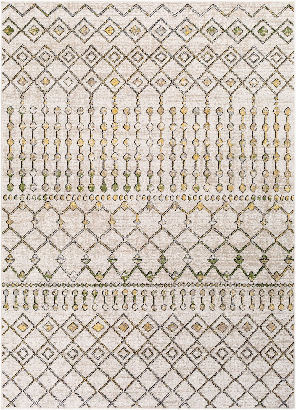 Livabliss Lavadora Machine Woven Bohemian Global Polyester Area Rug for Living Room or Bedroom Sage, Mustard 6'7" x 9' LVR2337-679