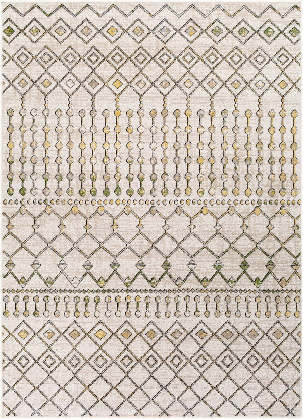 Livabliss Lavadora Machine Woven Bohemian Global Polyester Area Rug for Living Room or Bedroom Sage, Mustard 6'7" x 9' LVR2337-679