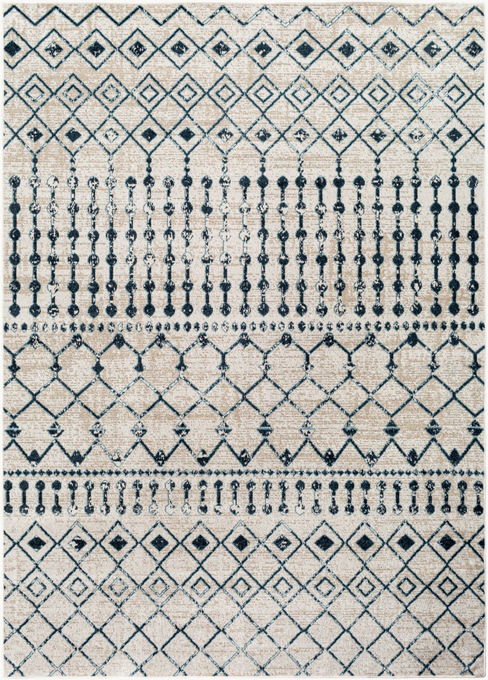 Livabliss Lavadora Global Pattern Polyester Woven Area Rug for Living Room or Entryway Ink Blue, Blue 5'3" x 7' LVR2338-537