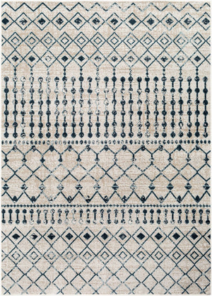 Livabliss Lavadora Global Pattern Polyester Woven Area Rug for Living Room or Entryway Ink Blue, Blue 5'3" x 7' LVR2338-537
