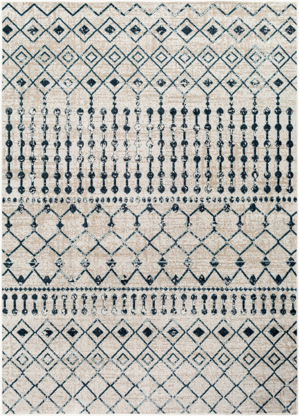 Livabliss Lavadora Global Pattern Polyester Woven Area Rug for Living Room or Entryway Ink Blue, Blue 5'3" x 7' LVR2338-537