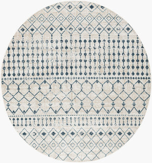 Livabliss Lavadora Global Pattern Polyester Woven Area Rug for Living Room or Entryway Ink Blue, Blue 6'7" x 6'7" LVR2338-67RD