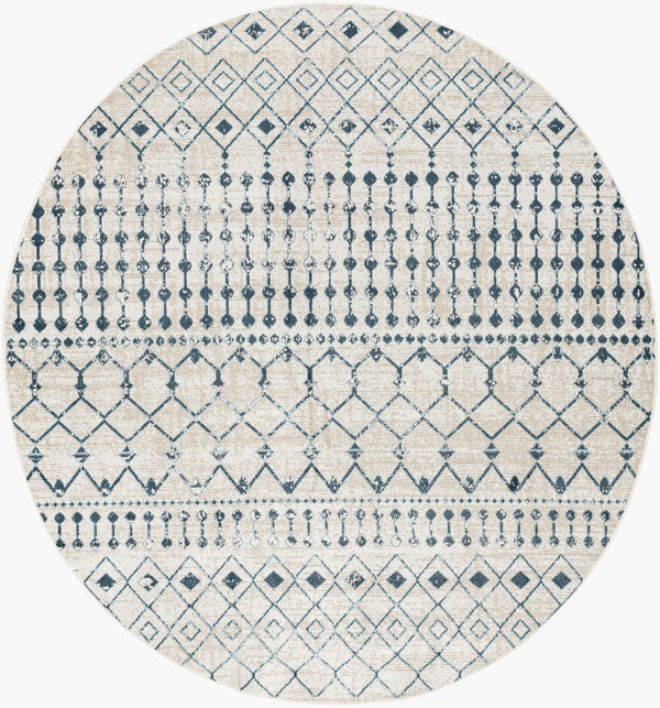 Livabliss Lavadora Global Pattern Polyester Woven Area Rug for Living Room or Entryway Ink Blue, Blue 6'7" x 6'7" LVR2338-67RD