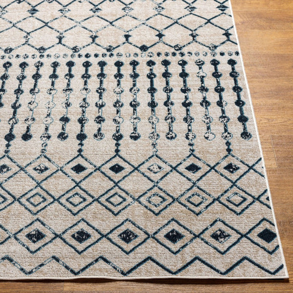 Livabliss Lavadora Global Pattern Polyester Woven Area Rug for Living Room or Entryway Ink Blue, Blue 6'7" x 6'7" LVR2338-67RD