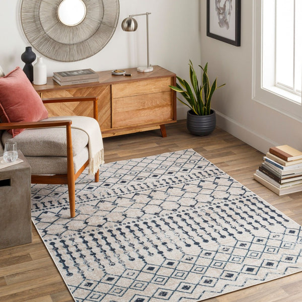 Livabliss Lavadora Global Pattern Polyester Woven Area Rug for Living Room or Entryway Ink Blue, Blue 6'7" x 6'7" LVR2338-67RD