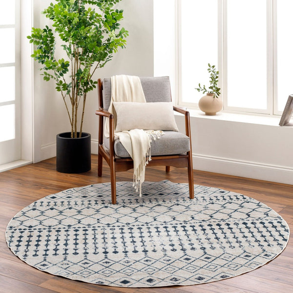 Livabliss Lavadora Global Pattern Polyester Woven Area Rug for Living Room or Entryway Ink Blue, Blue 5'3" x 7' LVR2338-537