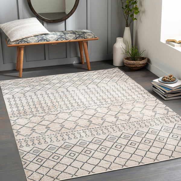Livabliss Lavadora Machine Woven Bohemian Global Runner Rug for Hallways and Entryways Ink Blue, Gray 5'3" x 7' LVR2339-537