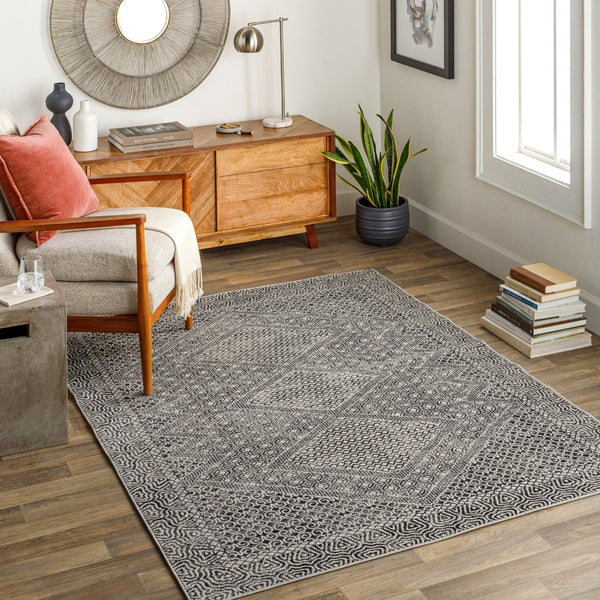 Livabliss Lavadora Machine Woven Polyester Area Rug Bohemian Turkish Pattern for Living Rooms Black, Gray 9'2" x 12' LVR2341-9312