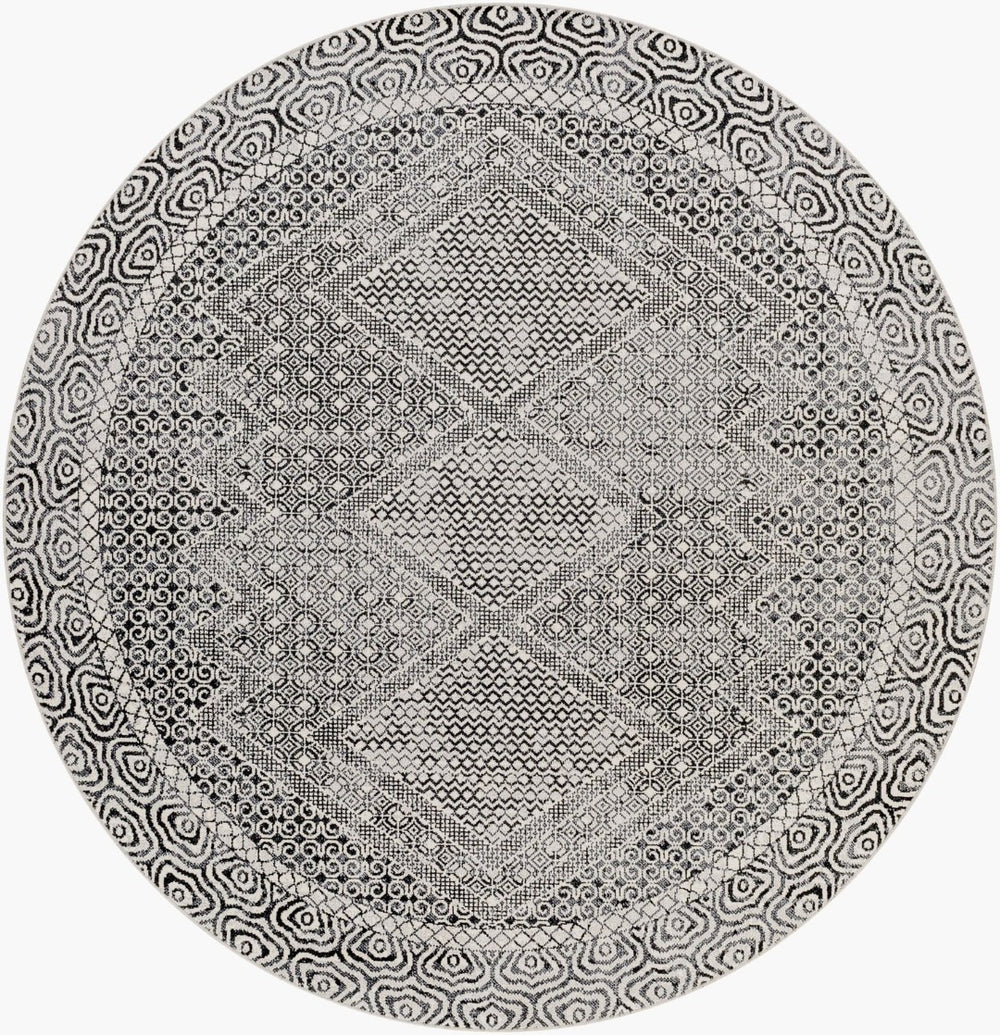 Livabliss Lavadora Bohemian Runner Rug Turkish Woven Polyester Low Pile Hallway Entryway Black, Gray 6'7" x 6'7" LVR2342-67RD