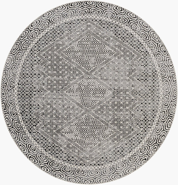 Livabliss Lavadora Bohemian Runner Rug Turkish Woven Polyester Low Pile Hallway Entryway Black, Gray 6'7" x 6'7" LVR2342-67RD