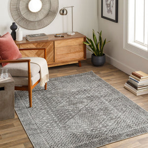 Livabliss Lavadora Bohemian Runner Rug Turkish Woven Polyester Low Pile Hallway Entryway Black, Gray 9'2" x 12' LVR2342-9312