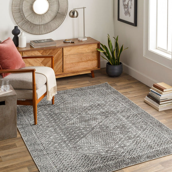 Livabliss Lavadora Bohemian Runner Rug Turkish Woven Polyester Low Pile Hallway Entryway Black, Gray 9'2" x 12' LVR2342-9312