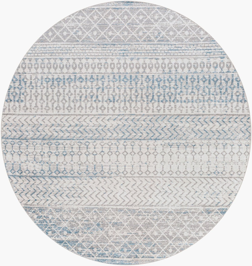 Livabliss Lavadora Bohemian Global Runner Rug Machine Woven Polyester Low Pile Hallway Accent Gray, Light Gra 6'7" x 6'7" LVR2343-67RD