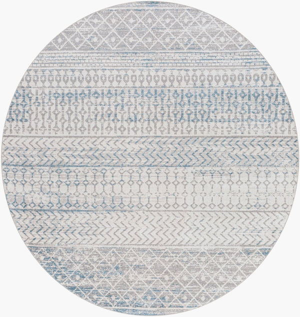 Livabliss Lavadora Bohemian Global Runner Rug Machine Woven Polyester Low Pile Hallway Accent Gray, Light Gra 6'7" x 6'7" LVR2343-67RD