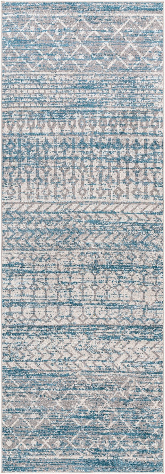 Livabliss Lavadora Bohemian Global Runner Rug Polyester Machine Woven for Entryway or Hallway Blue, Gray 2'7" x 7'3" LVR2344-2773