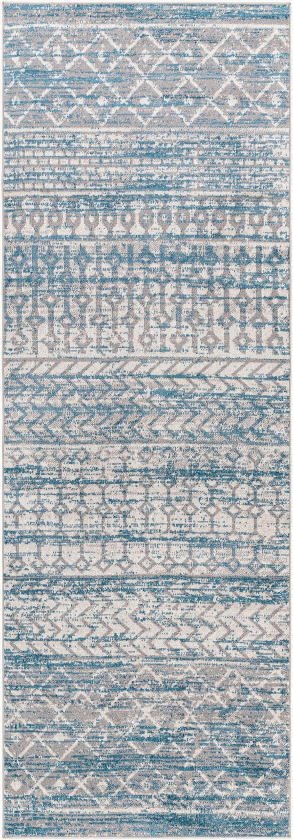 Livabliss Lavadora Bohemian Global Runner Rug Polyester Machine Woven for Entryway or Hallway Blue, Gray 2'7" x 7'3" LVR2344-2773